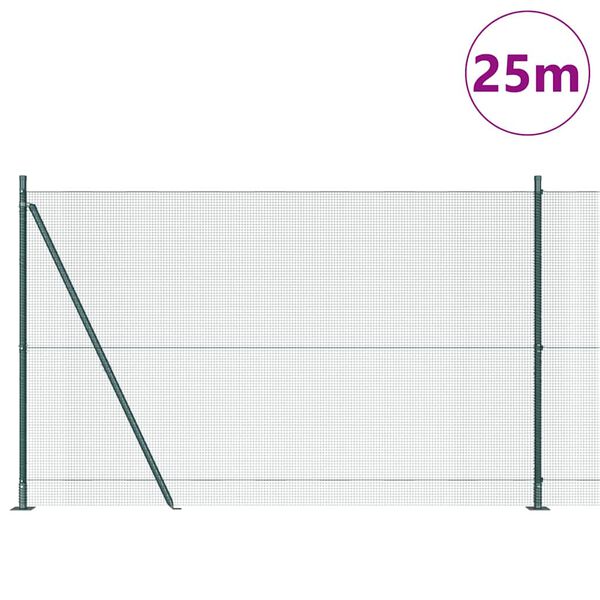 vidaXL St&acirc;lp de gard. Verde 25 x 1,4 m (plasă 12 x 12 mm) Oțel și PVC