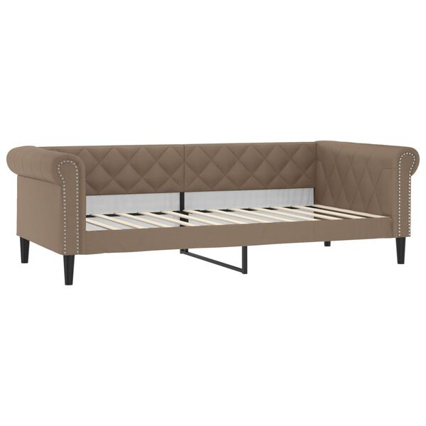 vidaXL Pat de zi cu extensie și sertare cappuccino 90x200 cm piele eco
