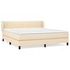 vidaXL Pat box spring cu saltea, crem, 160x200 cm, material textil