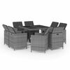 vidaXL Set mobilier grădină cu perne, 9 piese, gri, poliratan