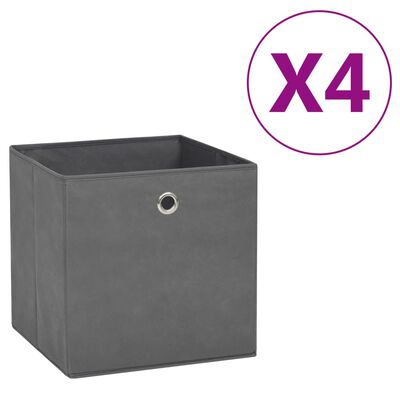 vidaXL Cutii de depozitare, 4 buc., gri, 28x28x28 cm, material nețesut