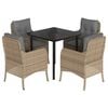vidaXL Set mobilier de grădină cu perne, 5 piese, bej, poliratan