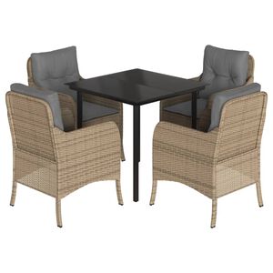 vidaXL Set mobilier de grădină cu perne, 5 piese, bej, poliratan