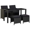 vidaXL Set mobilier de exterior cu perne, 5 piese, negru, poliratan
