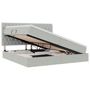 vidaXL Pat cu saltea și spațiu de depozitare Gri deschis 200 x 200 cm