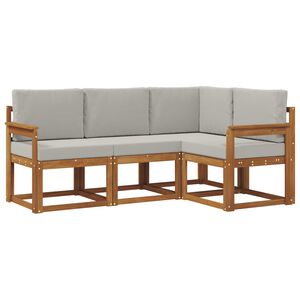 vidaXL Set de canapele de exterior 4 pcs Gri natural și deschis