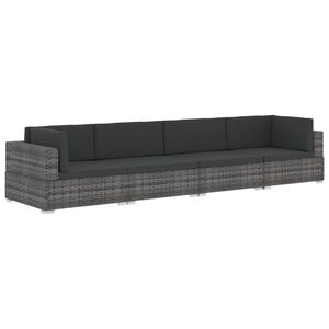 vidaXL Set canapele de grădină cu perne, 4 piese, gri, poliratan