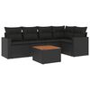 vidaXL Set mobilier de grădină cu perne, 6 piese, negru, poliratan