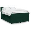 vidaXL Pat box spring cu saltea, verde &icirc;nchis, 140x190 cm, catifea