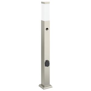 vidaXL St&acirc;lp luminos cu senzor și priză, 80 cm, oțel inoxidabil, IP44