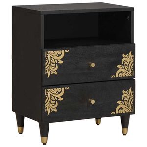 vidaXL Dulap de noapte Negru 50 x 33 x 62 cm Lemn de mango solid