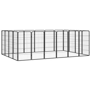 vidaXL Țarc c&acirc;ini 20 panouri negru 50x100 cm oțel vopsit electrostatic
