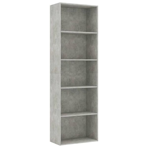 vidaXL Bibliotecă cu 5 rafturi gri beton, 60x30x189 cm, lemn prelucrat