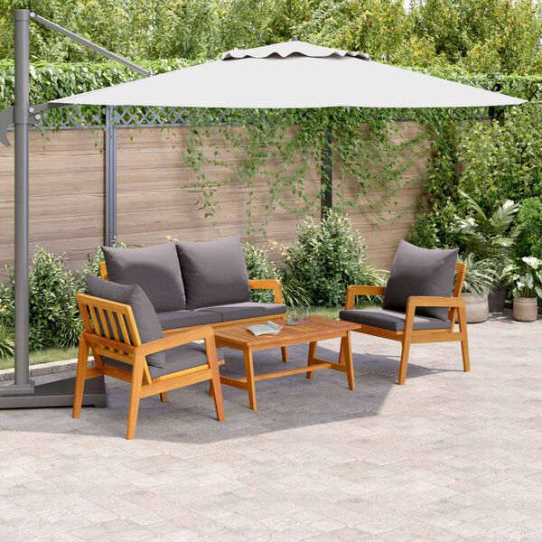 vidaXL Set bistro cu pernă 4 pcs Maro Lemn Solid de Acacia