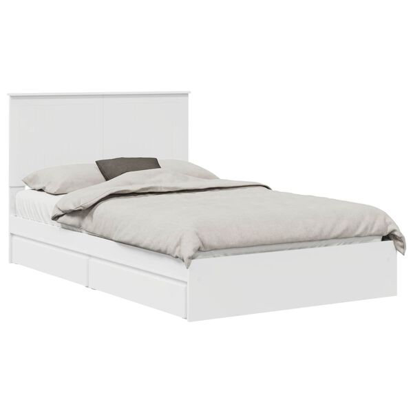 vidaXL Pat cu storage cu headboard Alb 120 x 200 cm Lemn compozit