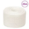 vidaXL Fr&acirc;nghie de lucru, Alb, 12 mm, 25 m, polipropilenă