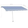 vidaXL Copertină retractabilă manual cu LED, albastru&alb, 450x350 cm
