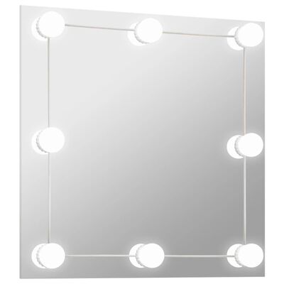 vidaXL Oglindă de perete cu lumini LED, sticlă, pătrată