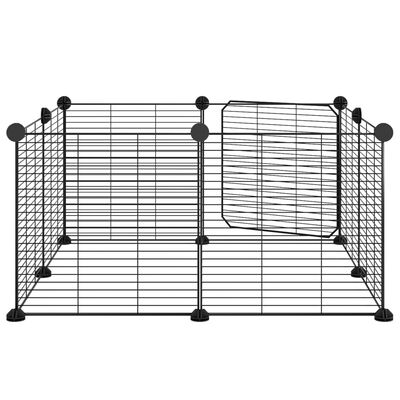 vidaXL Cușcă animale de companie cu ușă, 8 panouri, negru 35x35cm oțel