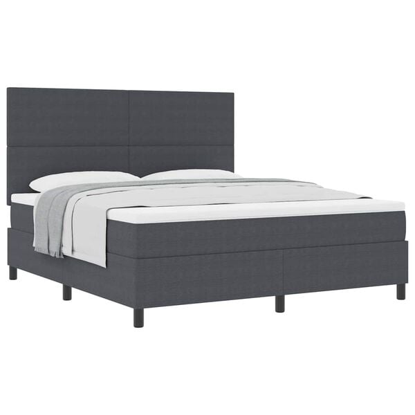 vidaXL Pat cu arcuri cu headboard Gri &icirc;nchis și alb 180 x 200 cm