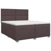 vidaXL Pat boxspring cu saltea Maro &icirc;nchis 200 x 200 cm Țesătură