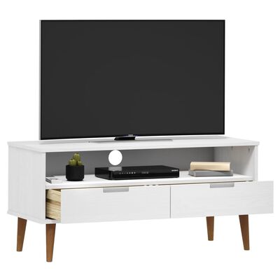 vidaXL Dulap TV „MOLDE” alb, 106x40x49 cm, din lemn masiv de pin