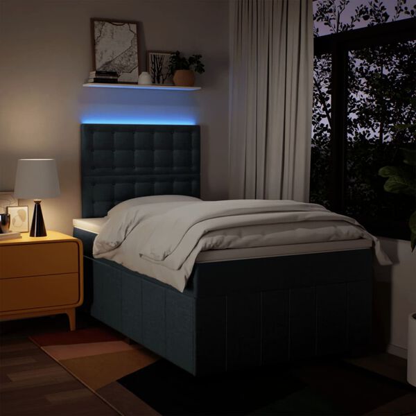 vidaXL Pat box spring cu saltea, albastru, 120x190 cm, material textil