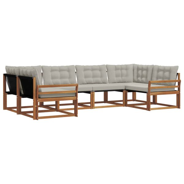 vidaXL Set de canapele de exterior 6 pcs Gri natural și deschis
