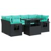 vidaXL Set canapele de grădină cu perne, 7 piese, negru, poliratan