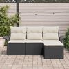 vidaXL Set de canapele pentru grădină cu pernă 4 pcs Negru Rattan poli