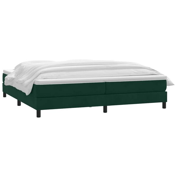 vidaXL Pat box spring cu saltea, verde &icirc;nchis, 180x220 cm, catifea