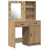 vidaXL Set masă de toaletă cu LED 2 pcs Stejar Artizanal Lemn compozit