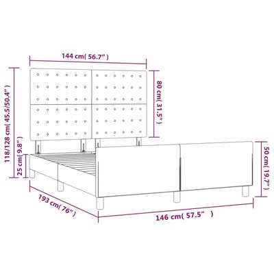 vidaXL Cadru de pat cu tăblie, gri închis, 140x190 cm, catifea