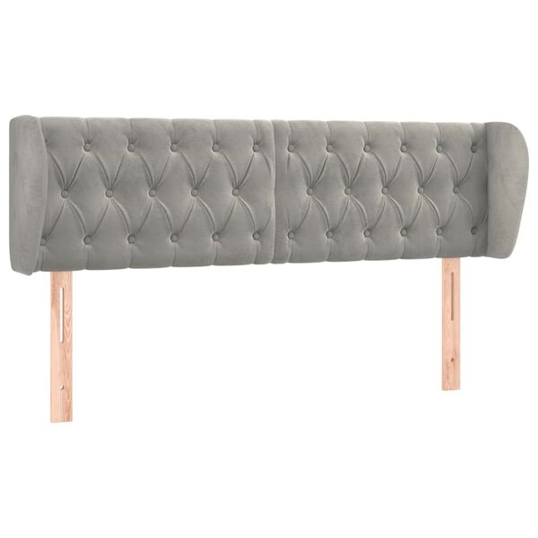 vidaXL Tăblie de pat cu aripioare gri deschis 147x23x78/88 cm catifea