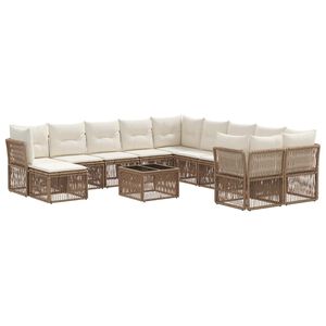 vidaXL Set de canapele pentru grădină 12 pcs Bej poliratan