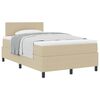 vidaXL Pat cu arcuri cu headboard Gri deschis și alb. 120 x 200 cm
