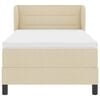 vidaXL Pat cu arcuri cu saltea cu headboard Crem 100 x 200 cm țesătură