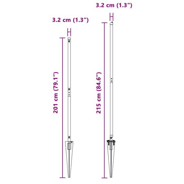 vidaXL Stâlp de gard. Altele 26 pcs Argintiu 3.2 x 3.2 x 170 cm Oțel