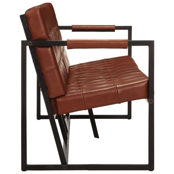 vidaXL Canapea cu 3 locuri, maro, piele naturală de capră