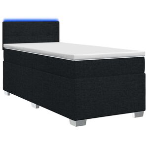 vidaXL Pat box spring cu saltea și LED Negru 90 x 190 cm Țesătură