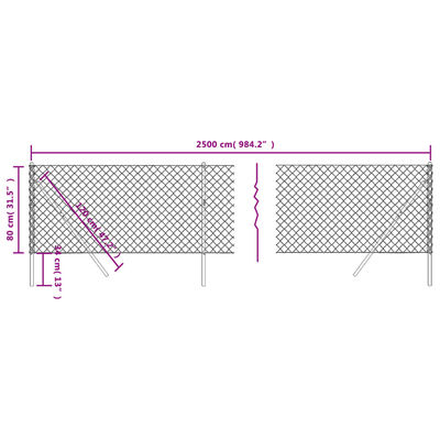 vidaXL Gard plasă de sârmă, antracit, 0,8x25 m
