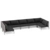 vidaXL Set mobilier de grădină cu perne, 7 piese,gri &icirc;nchis, poliratan
