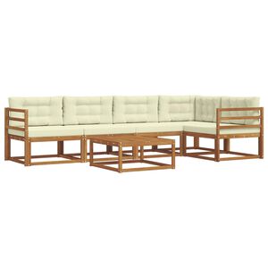 vidaXL Set de canapele de exterior cu pernă 6 pcs Natural și Crem