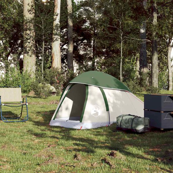 vidaXL Cort de camping cupolă pentru 1 persoană, verde, impermeabil