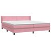 vidaXL Pat box spring cu saltea, roz, 180x210 cm, catifea