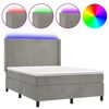vidaXL Pat continental cu saltea și LED gri deschis 140x190 cm catifea