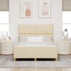 vidaXL Cadru de pat cu headboard Crem 160 x 200 cm țesătură
