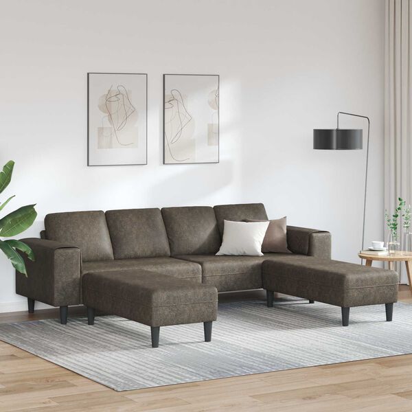 vidaXL Canapea pentru living 3 pcs Gri &icirc;nchis