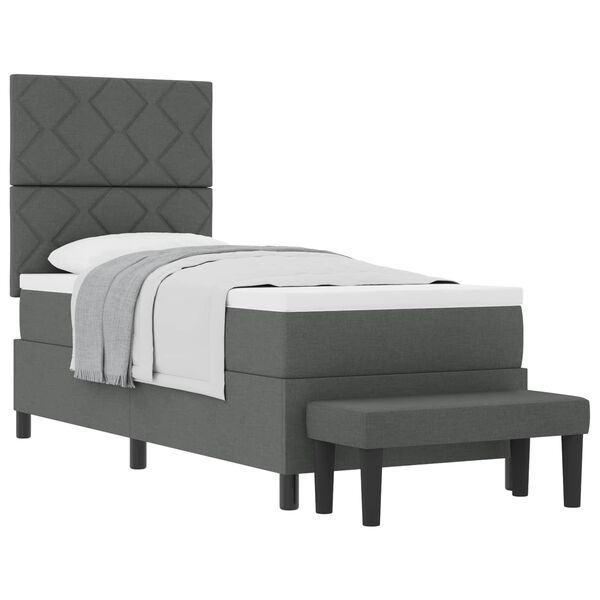 vidaXL Pat cu arcuri cu headboard Gri &icirc;nchis 80 x 200 cm țesătură