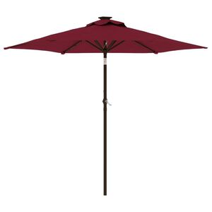 vidaXL Umbrelă soare de grădină st&acirc;lp din oțel/LED roșu 225x225x212cm